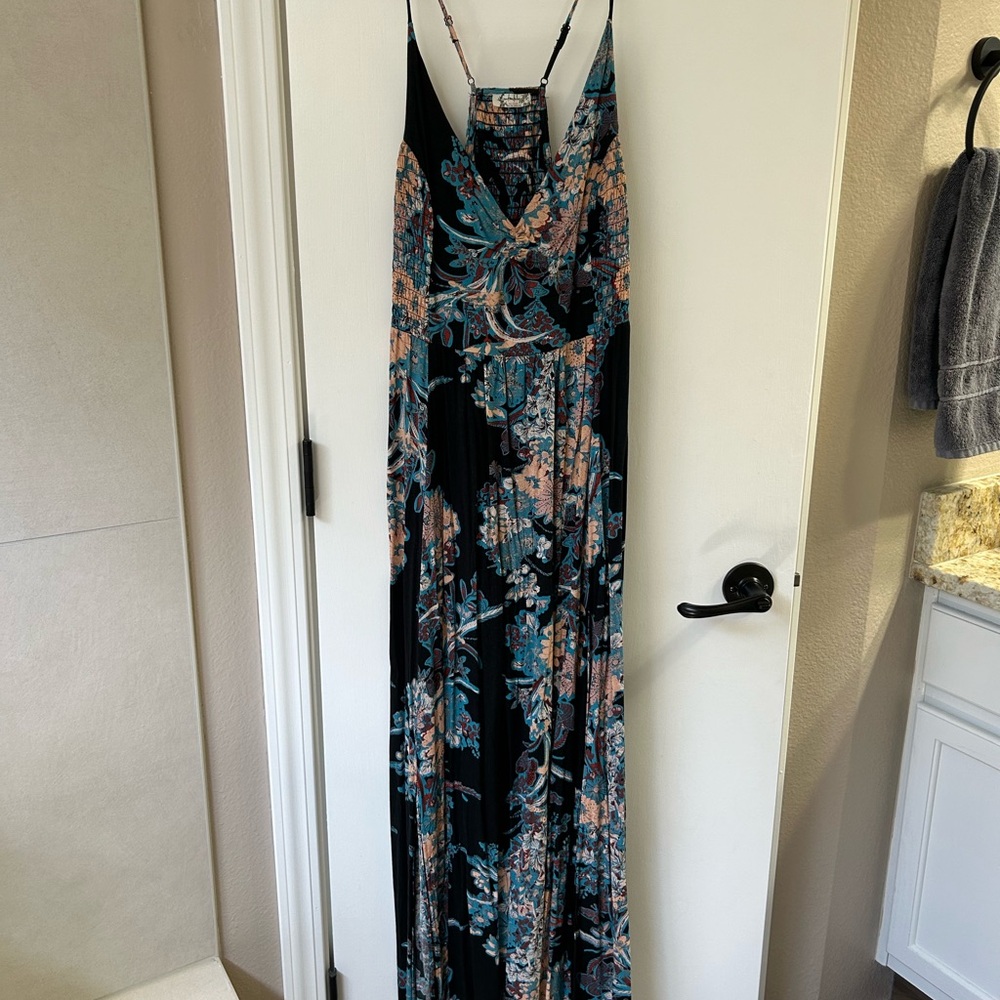 Free People Floral Maxi Dress with Strappy Racer Back